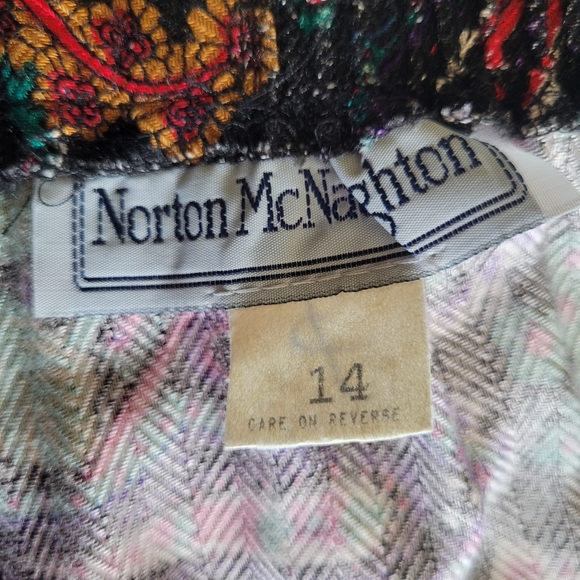 Norton McNaughton Floral Vintage Witchcore Moody Vibrant Pleated Midi Skirt 14 - Picture 8 of 9